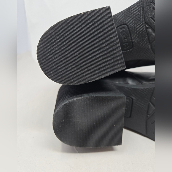 Korks Women's Black Faux Leather Boots Sz 8.5M Big Block Stacked Heels Casual - Picture 6 of 11